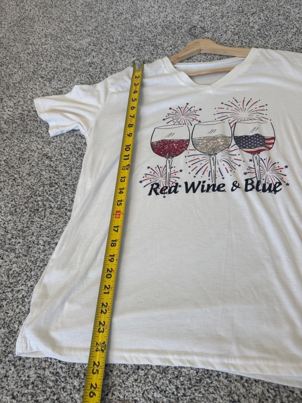 Red Wine & Blue Graphic V-Neck Tee - White - Picture 6 of 6